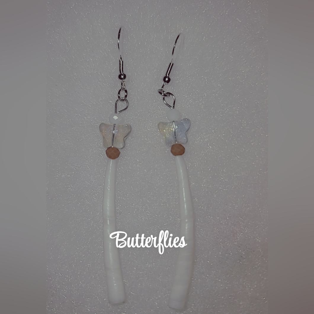 Butterfly On Dentalium Earrings 15$